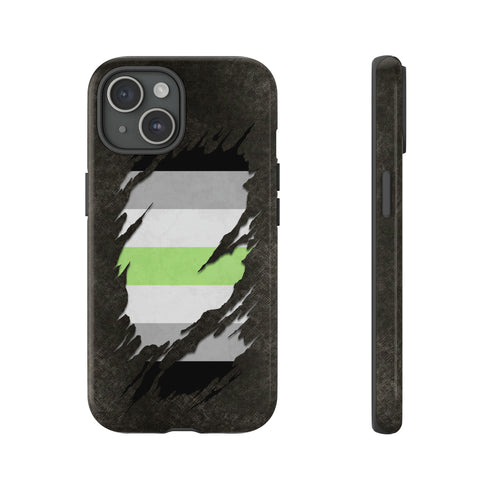 Agender Pride Flag Ripped Reveal Tough Case